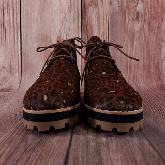 Madewell Womens Size 9 The Wren Boots Painted Leopard Calf Hair Lace Up MA484 - Picture 5 of 16